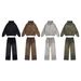 EXISTANCE Distressed Vintage Streetwear Hoodie & Jogger Set - Oversized Washed Cotton Blend Unisex Casual Outfit (Black/Brown/Grey/Green, S-XXL)_viptrois.com