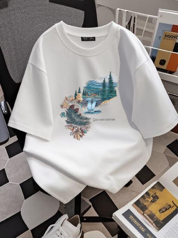 Vintage Single Stitched Great Smoky Mountains Nature Promo T Shirt M Homme Breathable Graphic Versatile Casual Fashion Top For Everyday Wear_viptrois.com