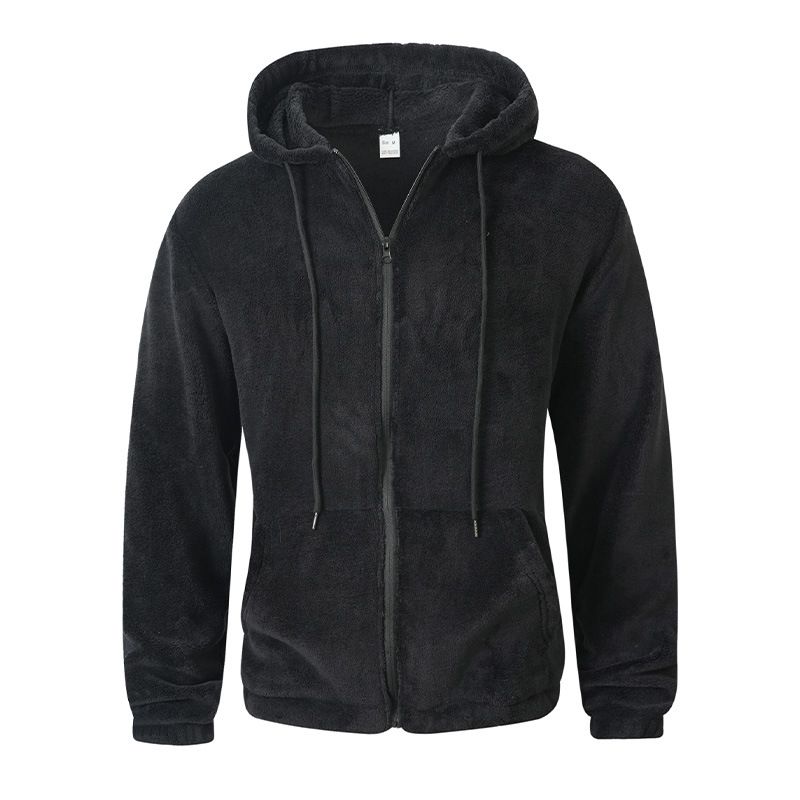 Men's Fleece-Lined Hooded Jacket – Winter Thermal Zip-Up Sweatshirt With Side Pockets (Black/Grey/Khaki, S-XXL)_viptrois.com