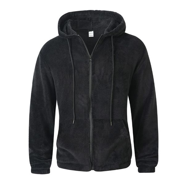 Men's Fleece-Lined Hooded Jacket – Winter Thermal Zip-Up Sweatshirt With Side Pockets (Black/Grey/Khaki, S-XXL)_viptrois.com