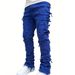Trendy Patchwork Jeans For Women & Men – Stretch Denim Straight-Leg Pants With Custom Embroidery (S-XXL)_viptrois.com