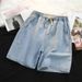Men's Clothing Men's Denim Shorts Style Summer Loose Fit Washed Five Point Casual Elastic Waist Trendy Versatile_viptrois.com