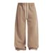 Vintage American-Style Fleece-Lined Pants – Wax Dye Casual Trousers (Straight/Cropped Wide-Leg) For Men & Women_viptrois.com