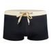 UXH Men's Solid Color Sexy Side Print Boxer Tight Simple Beach Sports Four-Corner Swim Trunks_viptrois.com