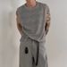 Men's Clothing Hollow Knitted Vest Loose Sleeveless T Shirt Trendy Niche Round Neck Waistcoat Top_viptrois.com