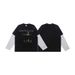 American-style Washed Faux Two-piece Printed Distressed 300g T-shirt For Men, Loose Casual Long-sleeve Vintage_viptrois.com