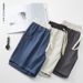 Men's Clothing Light Luxury 390g Linen Design Color Matching Loose Casual Mid Length Pants Men's Five Point Casual Pants Live Broadcast_viptrois.com