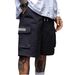 Men's Straight Fit Cargo Shorts – Breathable Polyester Summer Casual Shorts With Multiple Pockets (Black, Drawstring Waist)_viptrois.com