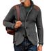 Men's Retro Knit Cardigan With PU Trim & Lapel Collar – Oversized Winter Sweater For Casual & Outdoor Wear_viptrois.com