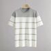 Men's Clothing Knitted Sweater Short Sleeved T Shirt Fashionable Spring And Summer Striped Trend Casual Round Neck Slim Men's Versatile Tops_viptrois.com