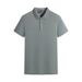 Men's plus Size Solid Color Polo Shirt Plain Stand up Collar Short Sleeve Smart Casual Trendy T-Shirt European American Style_viptrois.com