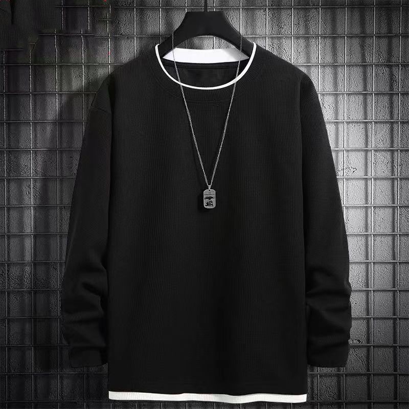 Men's Sweater Spring And Autumn Crew Neck Bottoming Shirt Top Casual Velvet_viptrois.com