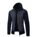 Cross-Border Foreign Trade Fashion Knitted Cardigan Men's Fleece-Lined Outerwear Hooded Zipper Sweater Jacket_viptrois.com