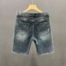 Denim Shorts, Men's New Summer High Street Distressed White Hole Slim Fit Capris, Korean Version Trend Versatile Small_viptrois.com