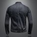 Men's Clothes Men's Stand Collar Dark Blue Motorcycle Vintage Zipper Denim Jacket Jacket Trend_viptrois.com