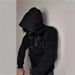 Gothic Embroidered Hoodie – Oversized Unisex Zip-Up Sweatshirt With Rhinestone Detailing (Dark Academia, Heavyweight Fleece Lining)_viptrois.com