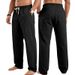 Men's Heavyweight Linen Crease Washed Casual Trousers Straight Leg Summer Vacation Beach Clothing_viptrois.com