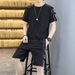 Men's Clothing Thin Suit Round Neck Breathable Short-Sleeved T-Shirt Loose Large Size Versatile Two-Piece Suit_viptrois.com