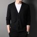 "Men's Slim-Fit V-Neck Knit Cardigan – Korean-Inspired Casual Button-Up Sweater (Lightweight Layering, Minimalist Design, Versatile Styling)"_viptrois.com