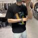 American High Street Contrasting Color Letter Printing Short-sleeved T-shirt Men's 2025 Summer New Trendy Brand Design Half-sleeved Top_viptrois.com