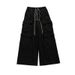 Men's Clothing Multi Pocket Dark Wide Leg Workwear Mopping Casual Drawstring Flared Pants High Street Casual Pants_viptrois.com