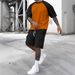 "Men's Summer Casual Short Sleeve T-Shirt & Cargo Shorts 2-Piece Set - Breathable Polyester Blend, Streetwear Style S-XXXL (Yellow Caramel, Gray)"_viptrois.com