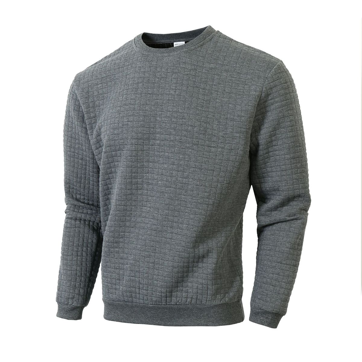 Men's Slim Fit Long Sleeve Casual T-Shirt With Checkered Pattern - Soft Polyester Crew Neck Top For Autumn/Winter (S-XXXL)_viptrois.com