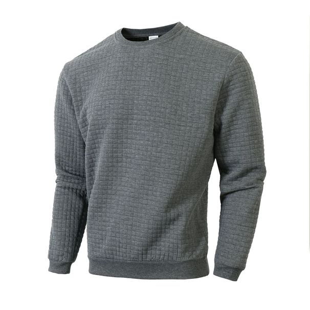 Men's Slim Fit Long Sleeve Casual T-Shirt With Checkered Pattern - Soft Polyester Crew Neck Top For Autumn/Winter (S-XXXL)_viptrois.com