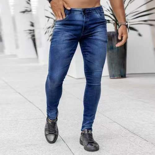 Monochrome Man- New European And American Style Men's Ins Trend Black Slim High-Waist Denim Skinny Pants For Men_viptrois.com