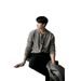Pure Trendy New Dongdaemun Korean Clothing Turn-Down Sweater Men's Designer Polo Collar Skin-Friendly Loose Knitwear_viptrois.com
