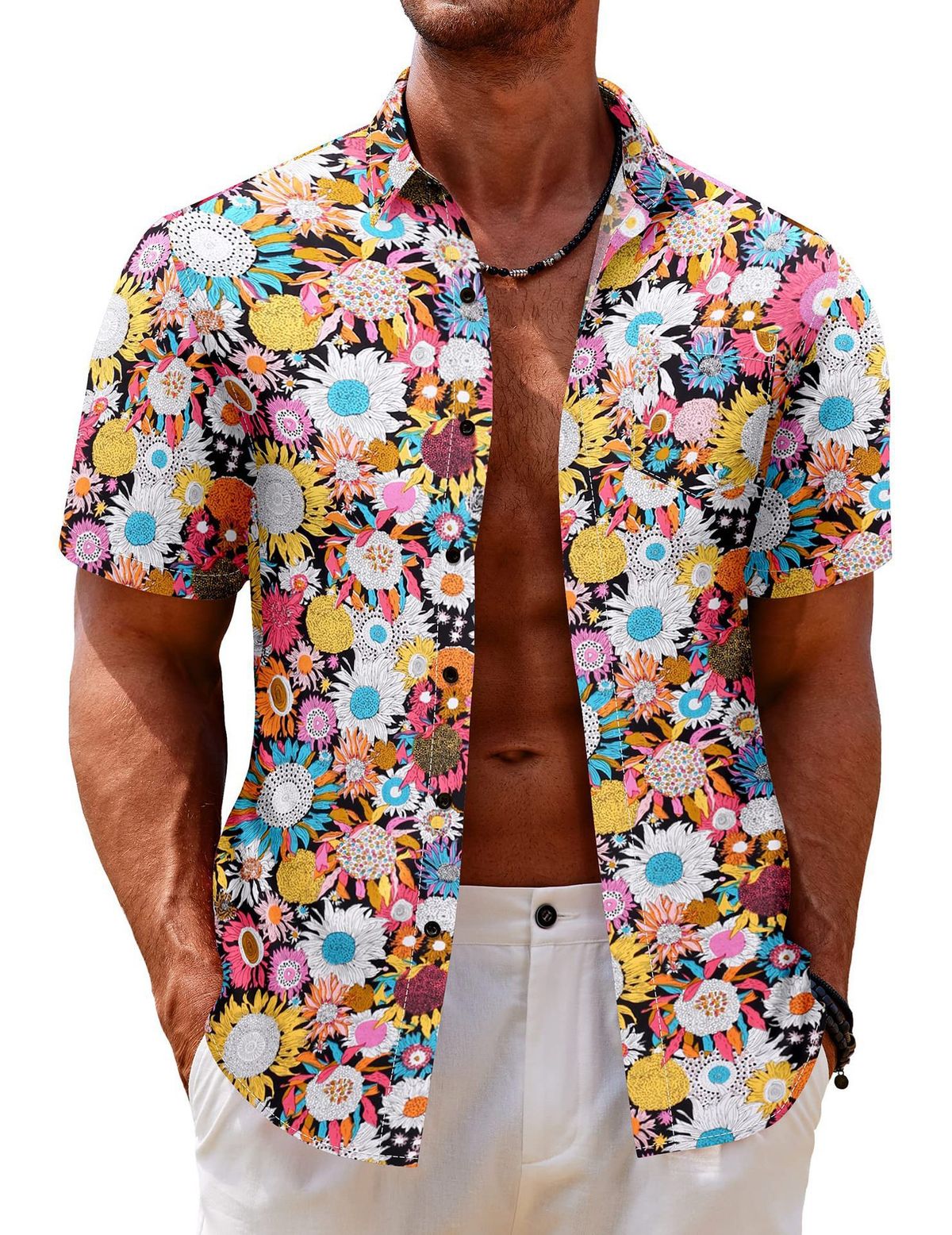 Men's Clothing Printed Shirt Lapel Men's Casual Short Sleeve Pocket 3D Straight Hair Summer_viptrois.com