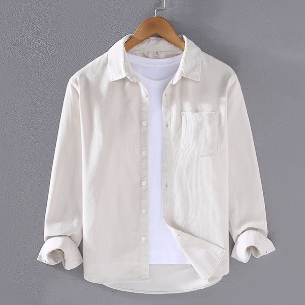 Spring And Autumn Pure Cotton Corduroy Long Sleeve Shirt Men's Striped Velvet Shirt Youth Casual Loose Men's Coat Long Sleeve_viptrois.com