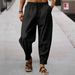 Men's Clothing Hip Hop Breathable Cotton And Linen Striped Loose Casual Men's Hip-Hop Breathable Linen Striped Loose Fit Casual Pants For Summer_viptrois.com