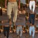 Men's Clothing New Men's Solid Color Drawstring Cotton And Linen Loose Casual Beach Casual Pants_viptrois.com
