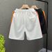 Men's Clothing Thin Summer Straight Leg Striped Five Point Casual Sporty Loose Fit Beach Shorts_viptrois.com