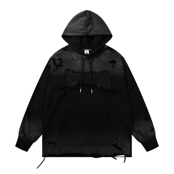 Post-apocalyptic Heavy Industry Destroyed Frayed Vintage Sweatshirt For Men With Spray Painting, Tie Dye, Gradient,_viptrois.com