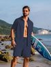 Men's Clothing Sweater Summer Sports Casual Texture Beach Short Sleeved Button Down And Shorts Set_viptrois.com