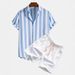 Men's Casual Loose Short Sleeved Shirt Shorts Hawaiian Suit Summer Hot Selling 3D Printing_viptrois.com