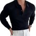 Men's Clothing Knitted Sweater Long Sleeved Polo Shirt Men's Autumn New Trend Simple Muscle Fitness Striped Lapel Top T Shirt_viptrois.com