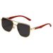 Retro Square Sunglasses - Wood Grain & Leopard Print, UV400 Protection, Double Bridge Design Fashion Trends Hot-selling_viptrois.com