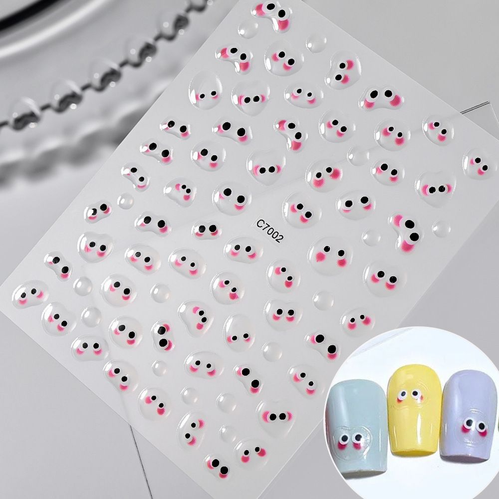 Monster Mouth Gel Nail Stickers - Funny Emoji 3D Jelly Nail Decals, Whimsical Big Mouth Design_viptrois.com