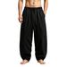Japanese Summer Men's Loose Lantern Wide Leg Pants Chinese Style Casual Cotton Linen Trousers Plus Size Fashionable_viptrois.com