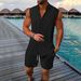 Men's Summer Sleeveless Vest & Shorts Set – Breathable Polyester Casual Outfit (Light Blue/White/Black/Apricot, S-XXL, Loose Fit, Unisex Style)_viptrois.com