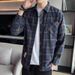 Trendy Plaid Shirt Men's Long Sleeved Loose Casual Jacket Teenagers Men's Top Trendy_viptrois.com