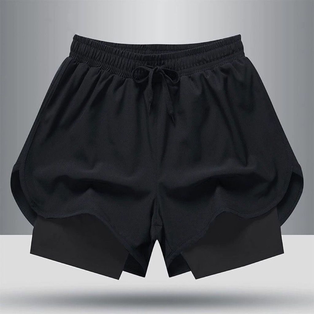 Men's Clothing Running Shorts Sports Track And Field Marathon Loose Quick Drying Anti Exposure Lining Training Fitness Equipment Three Quarter Pants_viptrois.com