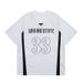 American retro alphanumeric print stitching contrast color V neck short sleeved T shirt men's high street fashion brand loose tops_viptrois.com