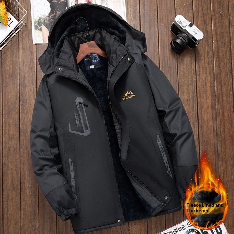 Pulse 2025 Autumn Winter New Men's Casual Loose Mid-Length Trench Coat Stylish Trendy Fleece Lined Thickened Cotton Jacket_viptrois.com