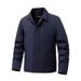 Blue Fantasy Men's Business Casual Jacket - Winter Warm Polyester Zip-Up Blazer With Notch Lapel - Slim Fit Office & Travel Coat_viptrois.com