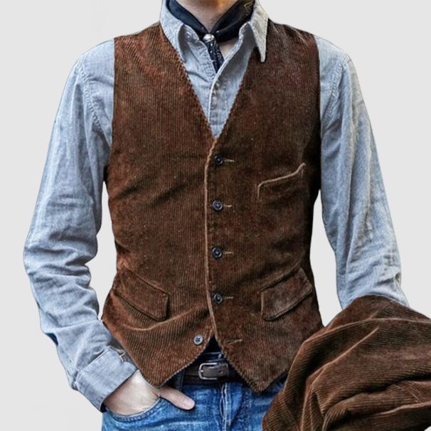 Men's Corduroy Blazer Jacket - Relaxed Fit Casual Suit Coat With Notch Lapel Single Breasted Two-Button Closure Durable & Stylish For Work & Leisure_viptrois.com