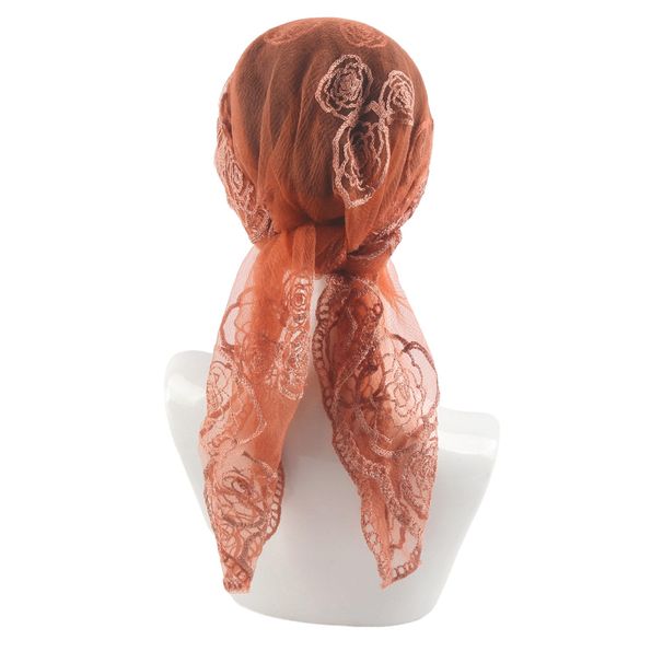 Muslim Headscarf Muslim Scarf Rose Embroidered Square Scarf Elegant Breathable Gauze Scarf Scarf Curved Hat Simple Pullover Headscarf_viptrois.com